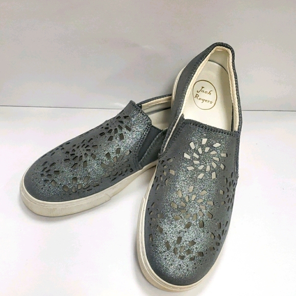 Jack Rogers Shoes - Jack Roger's Silver Leather Fashion Sneakers 7.5